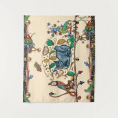 WEIRD MEDIEVAL BESTIARY HUNTER CAT, BIRD, FALCON WANDTEPPICH (Vorderseite)