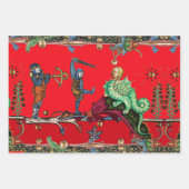 WEIRD MEDIEVAL BESTIARY, KNIGHTS UND HYBRID DRAGON GESCHENKPAPIER SET (Vorderseite 3)