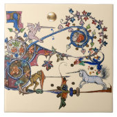 WEIRD MEDIEVAL BESTIARY KRIEG UNICORNS COMBAT MONK FLIESE (Vorderseite)