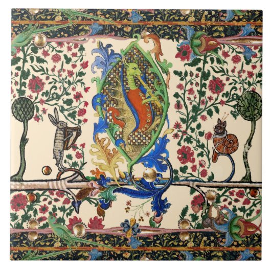 WEIRD MEDIEVAL BESTIARY MUSIC, DRAGON PLAYPFLUTE FLIESE (Vorderseite)