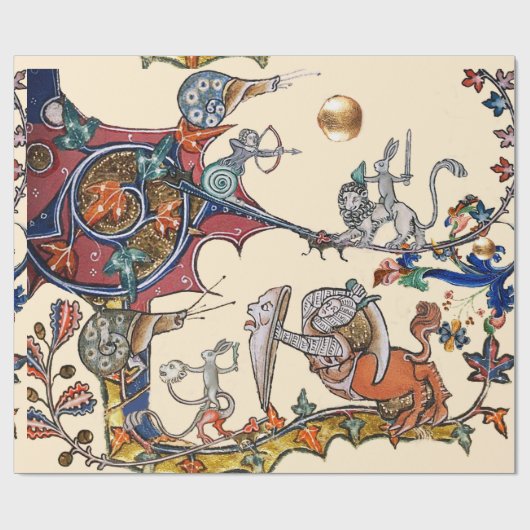 WEIRD MEDIEVAL BESTIARY WAR Snails ,Killer Rabbit Geschenkpapier (Flach)