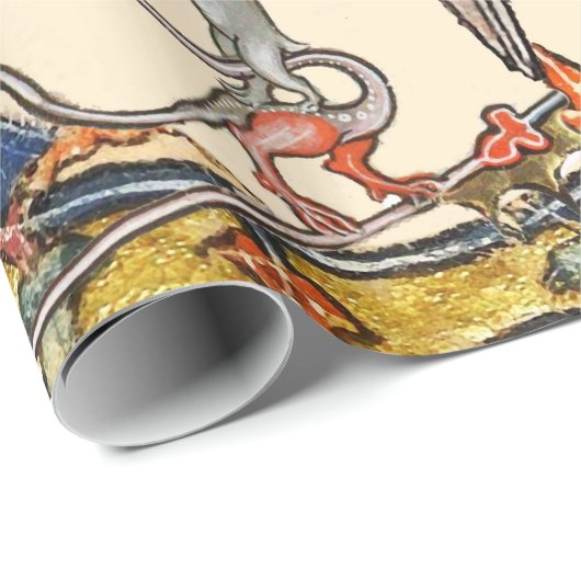 WEIRD MEDIEVAL BESTIARY WAR Snails ,Killer Rabbit Geschenkpapier (Rolleneckpunkt)