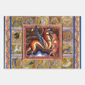 WEIRD MEDIEVENT BESTIARY, UNICORN,GRIFFIN,WILD BOA GESCHENKPAPIER SET (Vorderseite 2)
