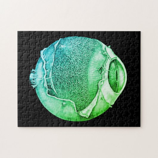 Weird Modern Vintage Eyeball Detail Drawing Green Puzzle (Horizontal)