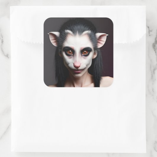 Weird Opossum Girl Quadratischer Aufkleber (Tasche)
