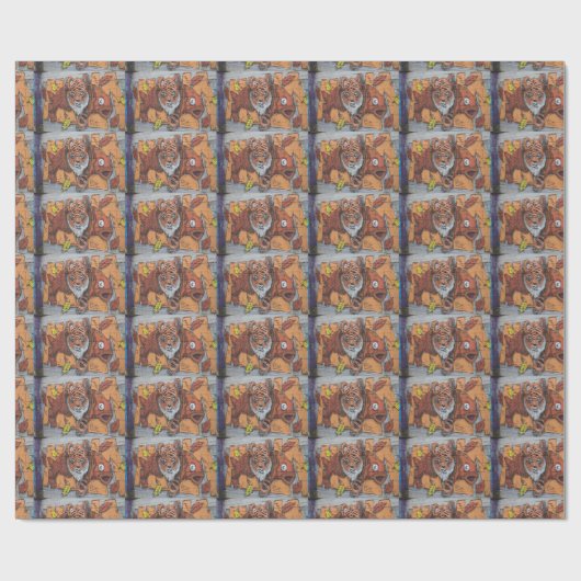Weird Orange Tiger Fish Graffiti Geschenkpapier (Flach)
