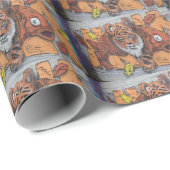 Weird Orange Tiger Fish Graffiti Geschenkpapier (Rolleneckpunkt)