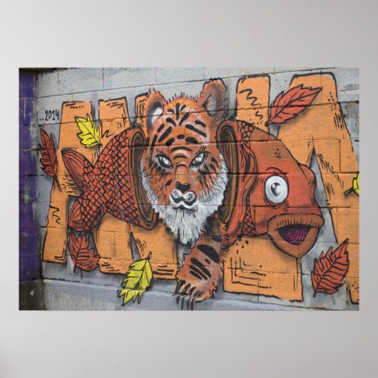 Weird Orange Tiger Fish Graffiti Poster (Vorne)