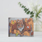 Weird Orange Tiger Fish Graffiti Postkarte (Stehend Vorderseite)