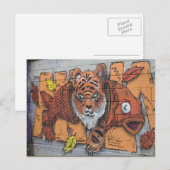Weird Orange Tiger Fish Graffiti Postkarte (Vorne/Hinten)