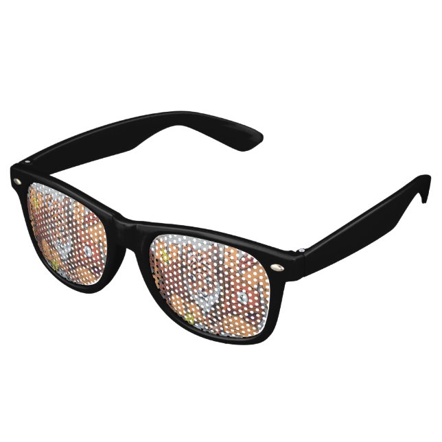 Weird Orange Tiger Fish Graffiti Sonnenbrille (Schrägansicht)