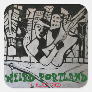 WEIRD PORTLAND HYBRID QUADRATISCHER AUFKLEBER