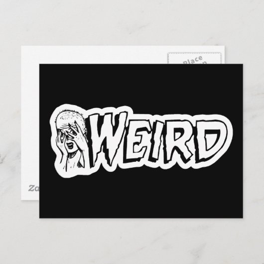 WEIRD - Retro Monster Girl Black & White Postkarte (Vorne/Hinten)