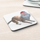 Weird Santa Claus Tiger Cat Getränkeuntersetzer (Linke Seite)
