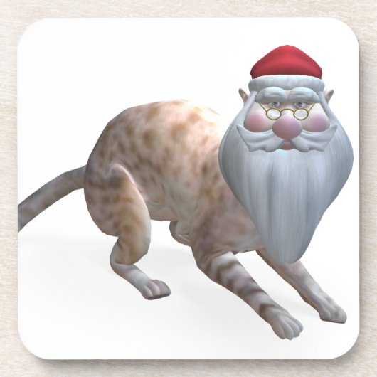 Weird Santa Claus Tiger Cat Getränkeuntersetzer (Vorderseite)