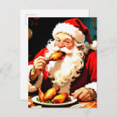 Weird Santa Eating Chicken Postkarte (Vorne/Hinten)