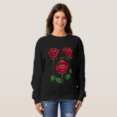 Weirdcore Aesthetic Peeping Red Roses Flower Flora Sweatshirt (Vorne ganz)