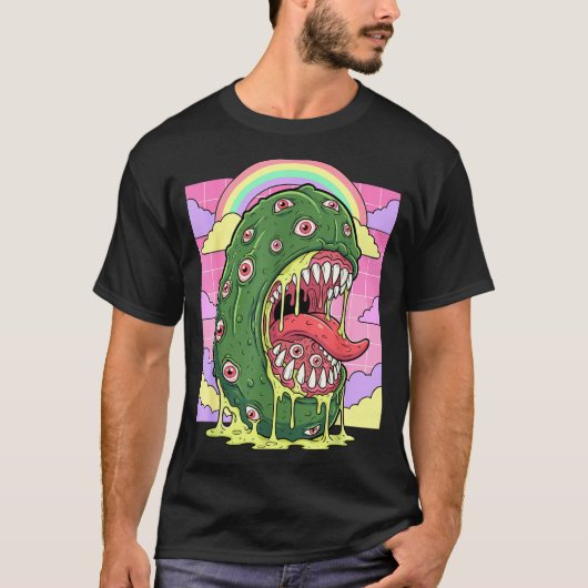 Weirdcore-Ästhetik kawaii Gurkenaugen T-Shirt (Vorderseite)
