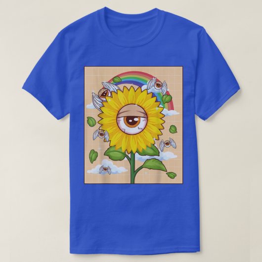 Weirdcore Ästhetik Kawaii Sonnenblume Auge Winged T-Shirt (Design vorne)