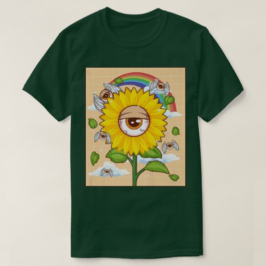 Weirdcore Ästhetik Kawaii Sonnenblume Auge Winged T-Shirt (Design vorne)
