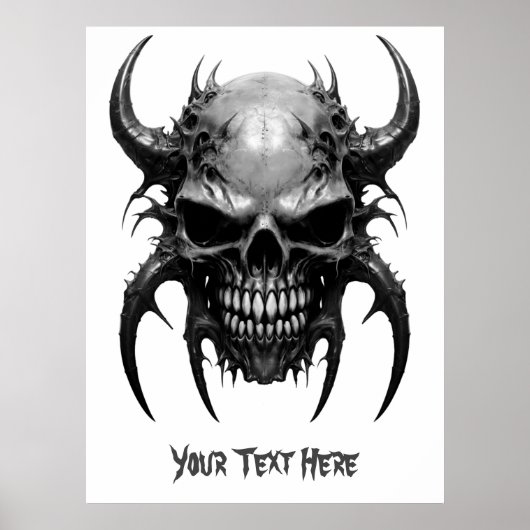 Weirdcore Custom Spiky Skull Gray Poster (Vorne)