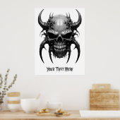 Weirdcore Custom Spiky Skull Gray Poster (Küche)
