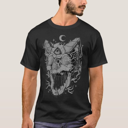 Weirdcore Devil Skull Illuminati Auge Surreal 666 T-Shirt (Vorderseite)