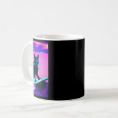Weirdcore-Katze-Surfing-Strudel-Glitch-Trippy-Vapo Kaffeetasse (Vorderseite Links)