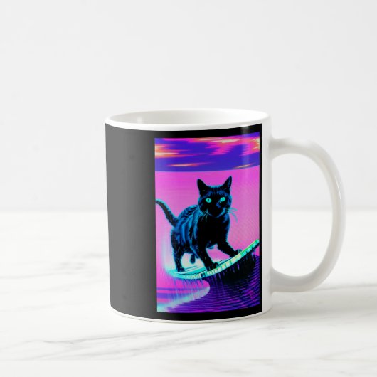 Weirdcore-Katze-Surfing-Strudel-Glitch-Trippy-Vapo Kaffeetasse (Rechts)
