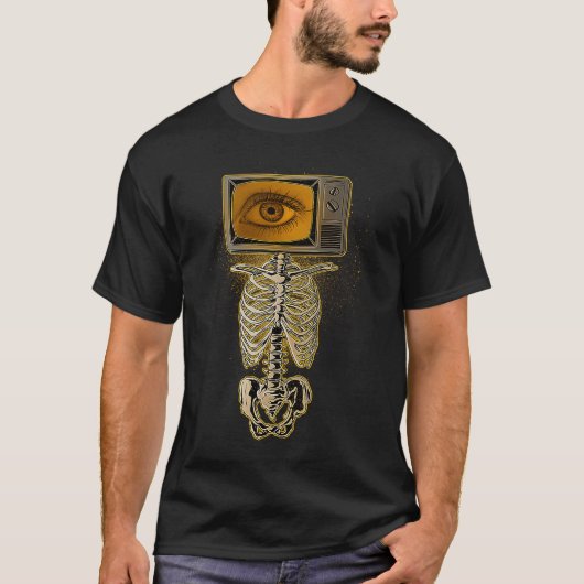 Weirdcore Skeleton TV Head Cosplay Röntgenstrahl T-Shirt (Vorderseite)