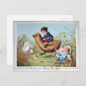 Weirdly Charming Vintage New Year Postkarte (Vorne/Hinten)