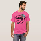 "Weirdo for Life" Niedlich rosa Ufo-Design T-Shirt (Vorne ganz)