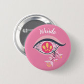 Weirdo Trippy Eye Pink Floral Psychedelic Button (Vorne & Hinten)