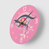 Weirdo Trippy Eye Pink Floral Psychedelic Runde Wanduhr (Winkel)