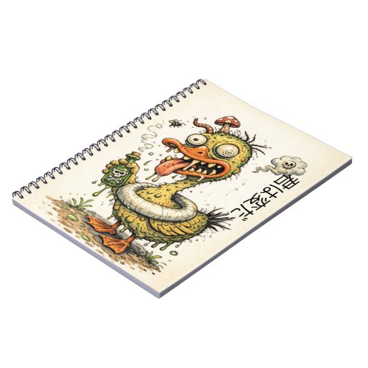 Weired duck drinking strange drink notizblock (Linke Seite)