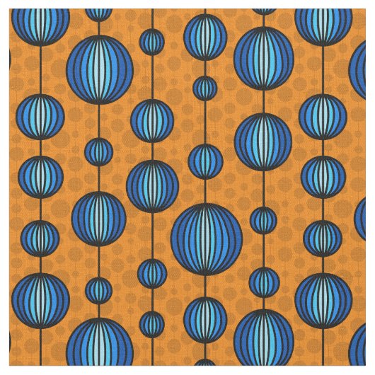 Weirely Zen Fabric - Orange und Blue Abstrakt Stoff (Nahaufnahme)