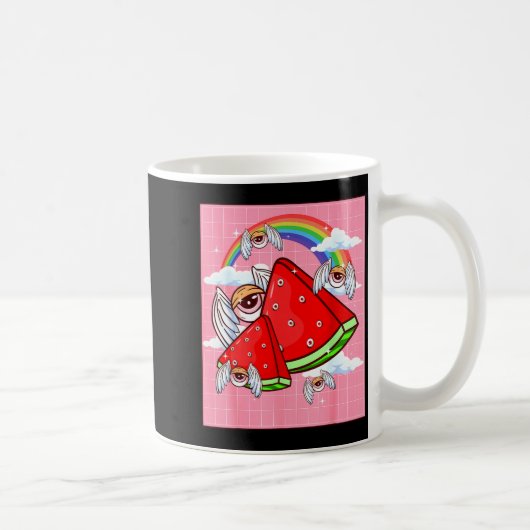 Weirore Aesthetic Kawaii Watermelon Eyes Winged Ey Kaffeetasse (Rechts)