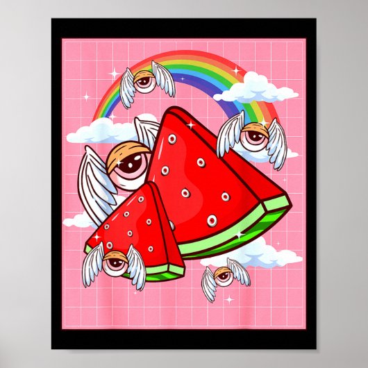 Weirore Aesthetic Kawaii Watermelon Eyes Winged Ey Poster (Vorne)