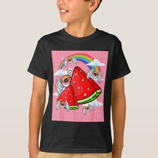 Weirore Aesthetic Kawaii Watermelon Eyes Winged Ey T-Shirt (Vorderseite)