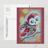 Weise alte Eule Postkarte (Vorne/Hinten)