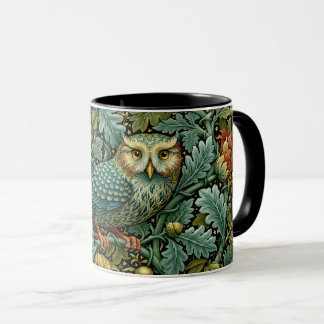 Weise Eule & Efeu William Morris Stil Malerei Kuns Tasse