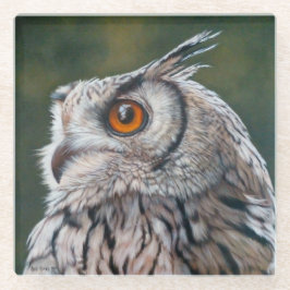Weise Eule  Glasuntersetzer