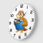 Weise Eule Lesebuch Große Wanduhr (Winkel)