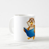 Weise Eule liest Buch Kaffeetasse (Vorderseite Links)