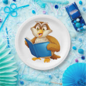Weise Eule liest Buch Pappteller (Party)