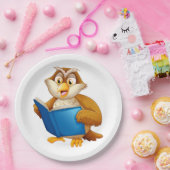 Weise Eule liest Buch Pappteller (Party)