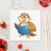 Weise Eule liest Buch Serviette (Beispiel)