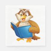 Weise Eule liest Buch Serviette (Vorderseite)