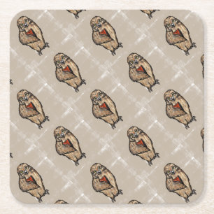 Weise Eule Rechteckiger Pappuntersetzer