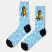 Weise Eule sitzt auf einem Ast Socken (Linkes Detail)